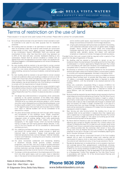 Covenants - Bella Vista Waters