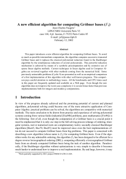 A new efficient algorithm for computing Gr &uml;obner bases ( ) 1
