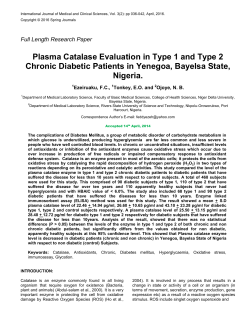 Plasma Catalase Evaluation in Type 1 and Type 2 Chronic Diabetic