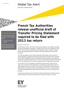 French Tax Authorities release unofficial draft of Transfer