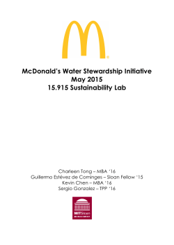McDonald`s Water Stewardship Initiative May 2015