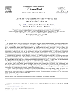 Dissolved oxygen stratification in two micro-tidal partially