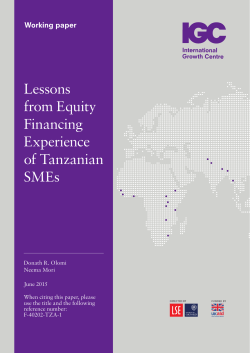Lessons from Equity Financing Experience of Tanzanian SMEs