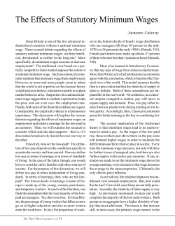 The Effects of Statutory Minimum Wages