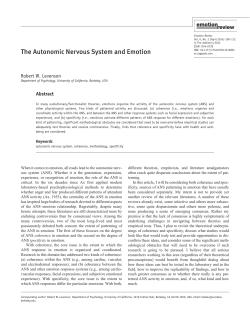 The Autonomic Nervous System and Emotion