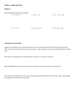 LESSON 1: INVERSE VARIATION WARM