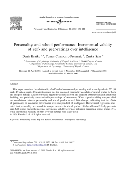 Personality and school performance - Dr Tomas Chamorro