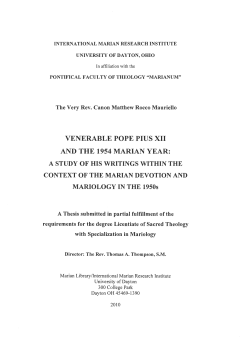 venerable pope pius xii and the 1954 marian year