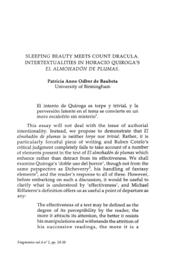 sleeping beauty meets count dracula. intertextualities in horacio