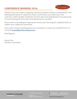 conference booking 2016 - Knott`s Crossing Resort