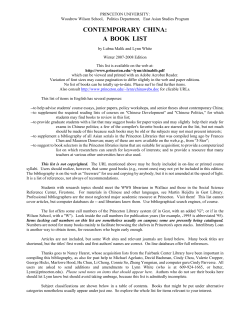 Contemporary China: A Book List