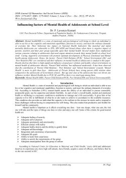Influencing factors of Mental Health of Adolescents at School Level