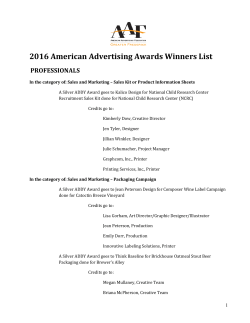 2016 American Advertising Awards Winners List PROFESSIONALS