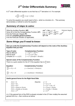 2 Order Differentials Summary