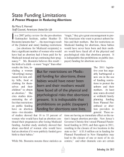 State Funding Limitations: A Proven Weapon in Reducing Abortions