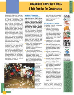 COMMUNITY CONSERVED AREAS A Bold Frontier for Conservation