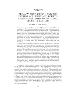 privacy, free speech, and the patriot act: first and fourth amendment