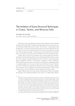 The Imitation of Some Structural Techniques in Cicero, Tacitus, and