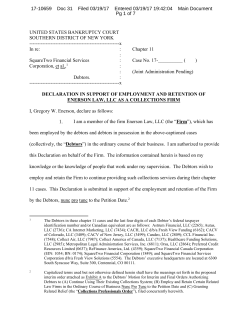 Declaration in Support of Employment and Retention of