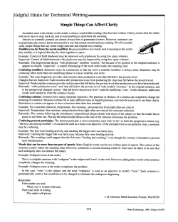 Helpful Hints for Technical Writing Simple Things Can Affect Clarity