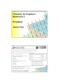 Chemistry for Engineers Homework 5 Periodicity Answer Key