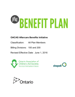 Benefit Plan Booklet - Ontario Association of Children`s Aid Societies