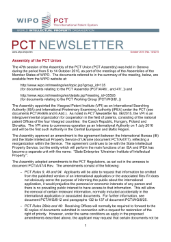 PCT NEWSLETTER | October 2015