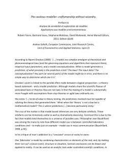 Andrea Saltelli, 2013, The cautious modeller: craftsmanship without