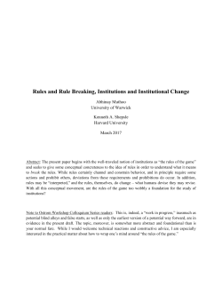 Rules and Rule Breaking, Institutions and