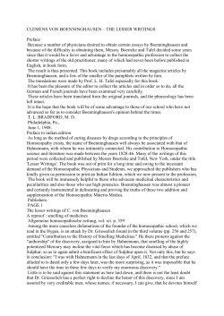 CLEMENS VON BOENNINGHAUSEN – THE LESSER WRITINGS