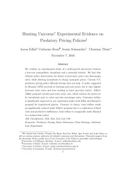 Hunting Unicorns? Experimental Evidence on Predatory Pricing