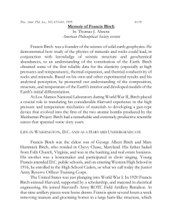 Memoir of Francis Birch by Thomas J. Ahrens American
