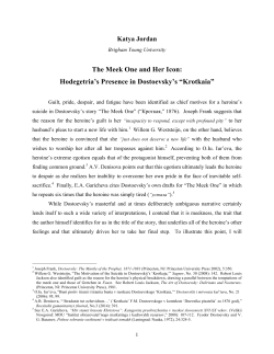 The Meek One and Her Icon: Hodegetria`s Presence in Dostoevsky`s