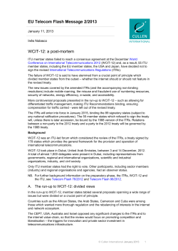 EU Telecom Flash Message 2/2013 WCIT-12: a post