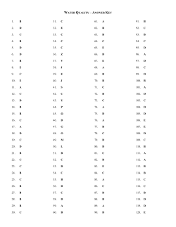 water quality – answer key 1. b 2. d 3. c 4. b 5. d 6. d 7. b