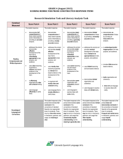GRADE 4 (August 2015) SCORING RUBRIC FOR PROSE