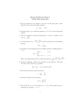 Review Problems for Exam 2 MATH 1850, Spring 2013 1. Find an