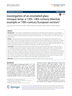 Investigation of an enameled glass mosque lamp: a 13th&ndash;14th