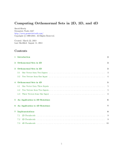 Computing Orthonormal Sets in 2D, 3D, and 4D