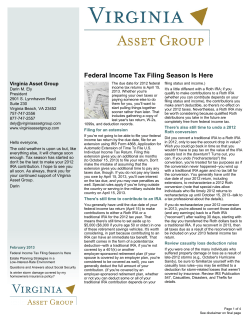 Federal Income Tax Filing Season Is Here