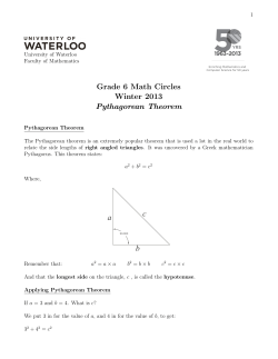 Grade 6 Math Circles Winter 2013 Pythagorean Theorem