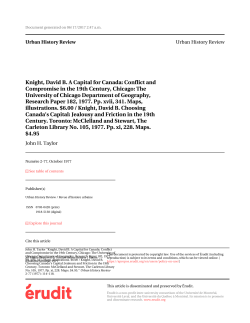 Knight, David B. A Capital for Canada: Conflict and Compromise in