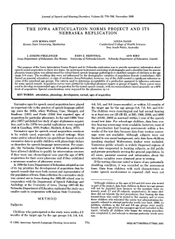 the iowa articulation norms project and its nebraska replication