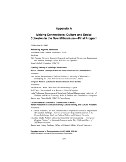 Culture and Social Cohesion in the New Millennium&mdash;Final Program