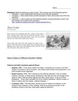 Slave Codes - Honey Creek Community School