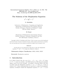 The Solution of the Diophantine Equation x2 + 3y2 = z2 1 Introduction