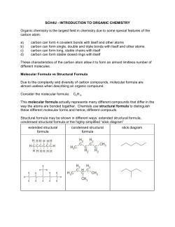 SCH4U - INTRODUCTION TO ORGANIC CHEMISTRY Organic