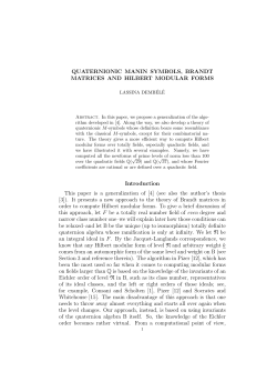 QUATERNIONIC MANIN SYMBOLS, BRANDT