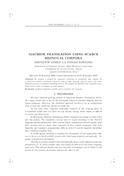 MACHINE TRANSLATION USING SCARCE BILINGUAL CORPORA
