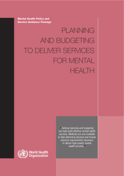 Planning and budgeting to deliver services for mental health